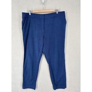 St. John Collection Pants 16 Blue Emma Tapered Woven Wool Blend